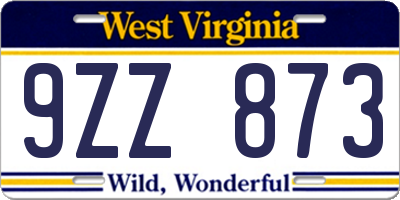 WV license plate 9ZZ873