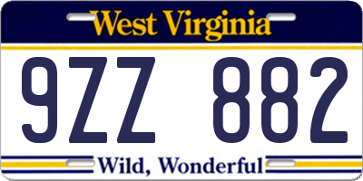 WV license plate 9ZZ882