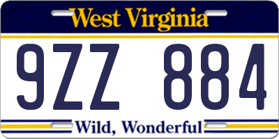 WV license plate 9ZZ884