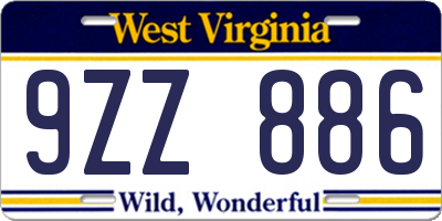WV license plate 9ZZ886
