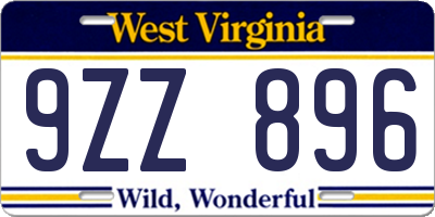 WV license plate 9ZZ896