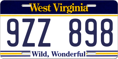 WV license plate 9ZZ898