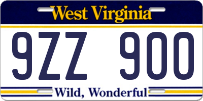 WV license plate 9ZZ900