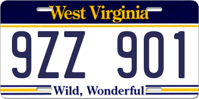 WV license plate 9ZZ901