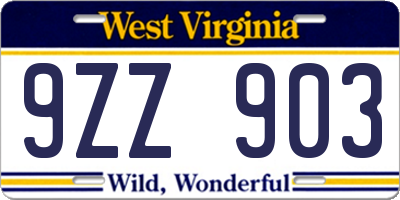 WV license plate 9ZZ903