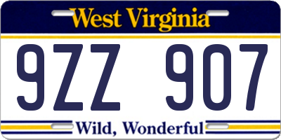 WV license plate 9ZZ907
