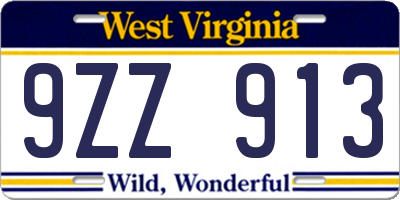 WV license plate 9ZZ913