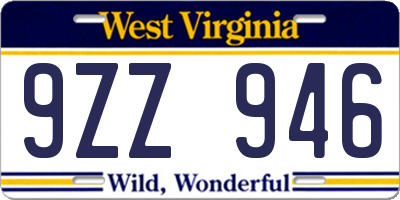 WV license plate 9ZZ946