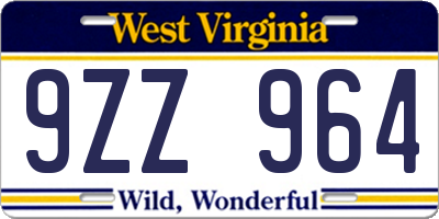 WV license plate 9ZZ964