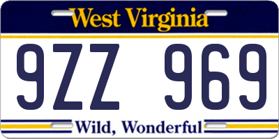 WV license plate 9ZZ969
