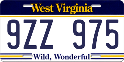 WV license plate 9ZZ975