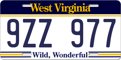 WV license plate 9ZZ977