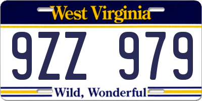 WV license plate 9ZZ979
