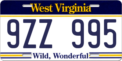 WV license plate 9ZZ995