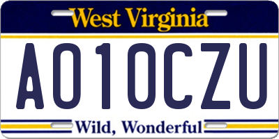 WV license plate AO10CZU