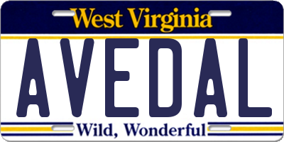 WV license plate AVEDAL