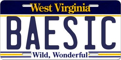 WV license plate BAESIC