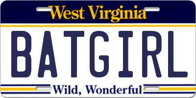 WV license plate BATGIRL