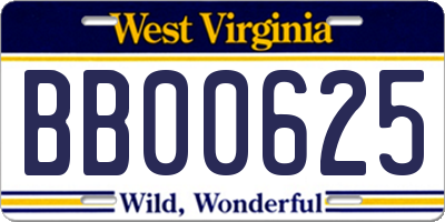 WV license plate BB00625