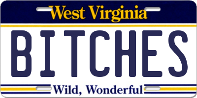 WV license plate BITCHES