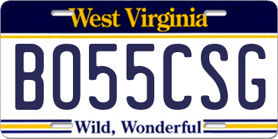 WV license plate BO55CSG