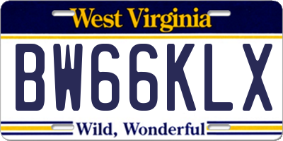 WV license plate BW66KLX