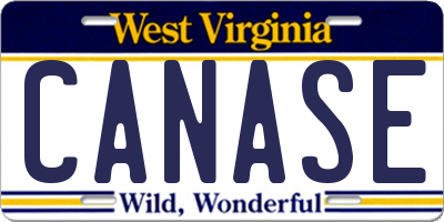 WV license plate CANASE