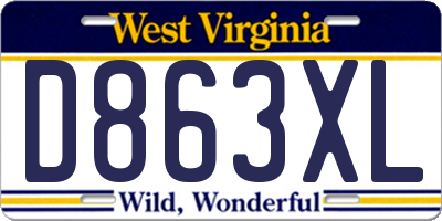 WV license plate D863XL