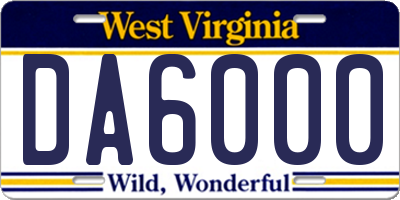 WV license plate DA6000