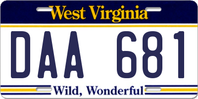WV license plate DAA681
