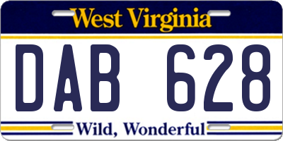 WV license plate DAB628