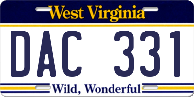 WV license plate DAC331