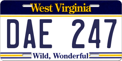 WV license plate DAE247