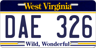 WV license plate DAE326