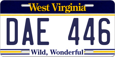 WV license plate DAE446