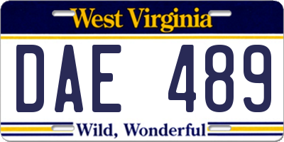 WV license plate DAE489