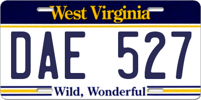 WV license plate DAE527