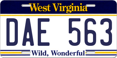 WV license plate DAE563