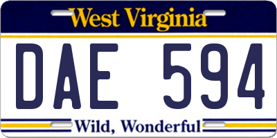 WV license plate DAE594