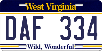 WV license plate DAF334