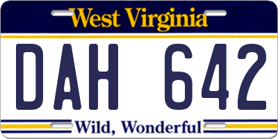 WV license plate DAH642