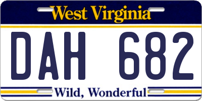 WV license plate DAH682