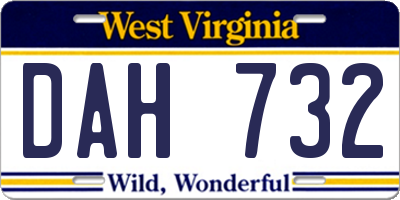 WV license plate DAH732