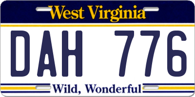 WV license plate DAH776