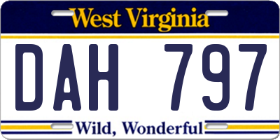 WV license plate DAH797