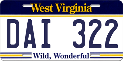 WV license plate DAI322