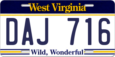 WV license plate DAJ716