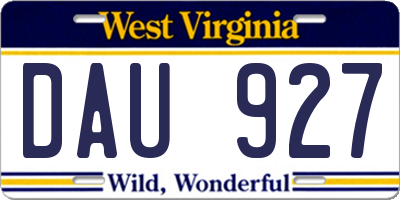 WV license plate DAU927