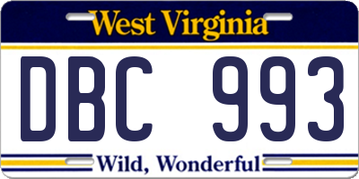 WV license plate DBC993