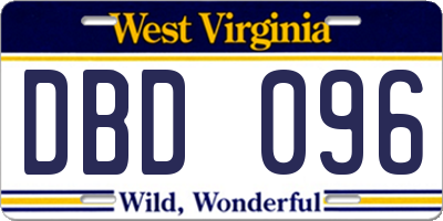 WV license plate DBD096